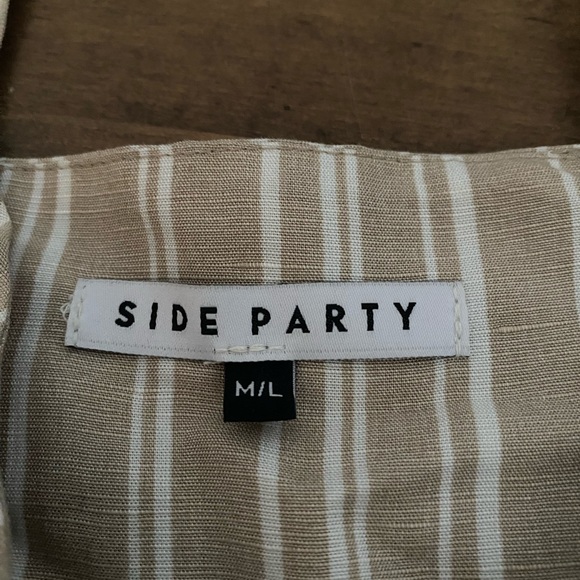 Side Party beige and white striped overalls - size medium - Picture 5 of 5